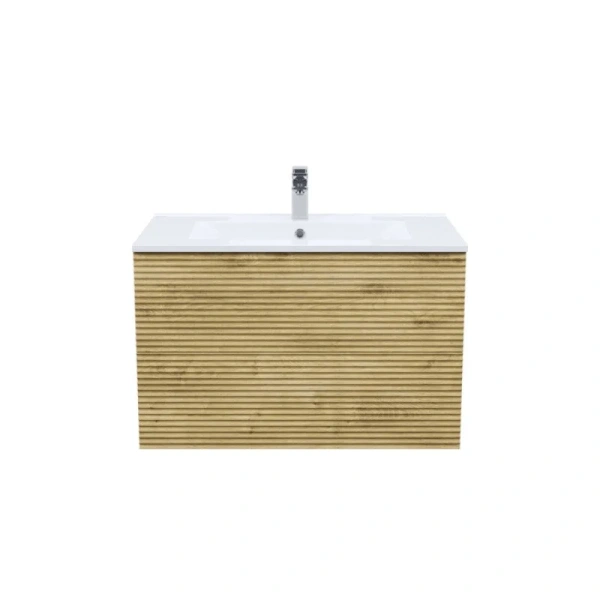 Тумба с раковиной подвесная IDDIS Bild 80 см с ящиками дуб светлый BIL80V0i95K (детальная фотография)