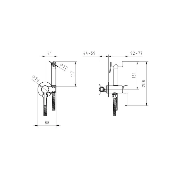 Гигиенический душ со смесителем Migliore Fortis Black черный матовый 31555 (детальная фотография), для туалета