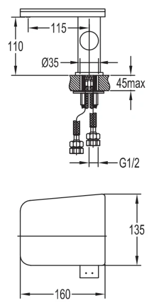 Смеситель для раковины Cezares Cascado однорычажный CASCADO-F-LS-01-W0 (детальная фотография), современные, hi-tech
