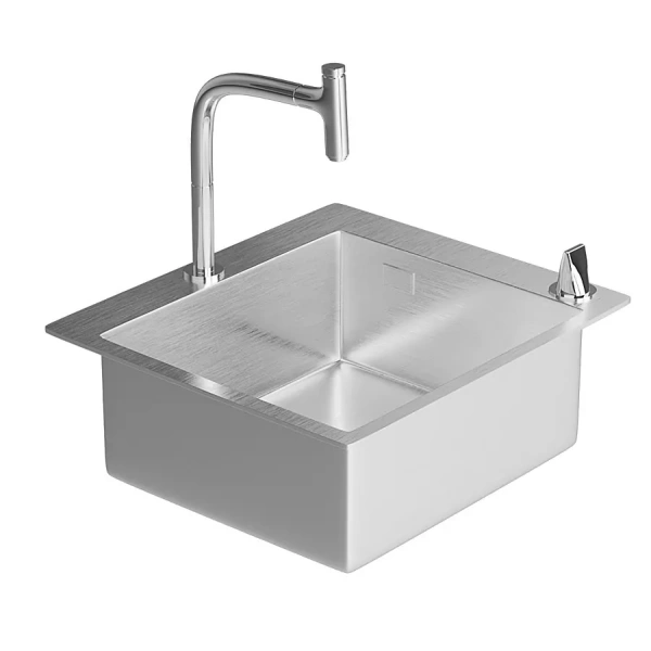 Мойка для кухни Hansgrohe C71-F450-06 55 см хром 43201000 (детальная фотография), из нержавеющей стали, стальные, металлические