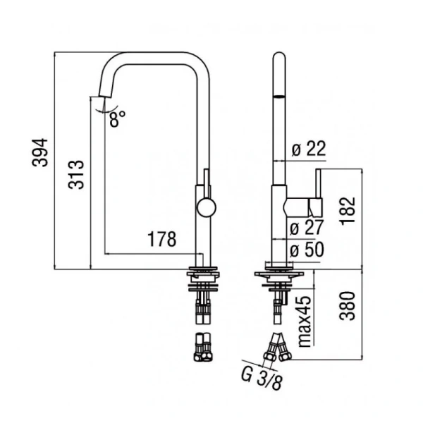 Смеситель для кухни Nobili Acquerelli хром AQ93113CR (детальная фотография), для кухни