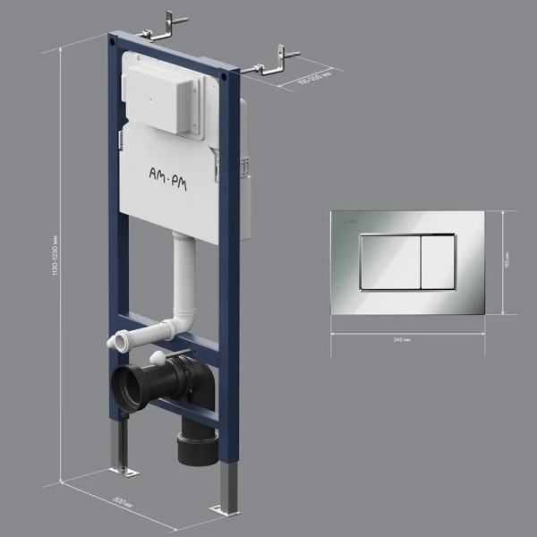 Инсталляция для унитаза Am.Pm PrimeFit с клавишей хром I012709.0251 (детальная фотография), в наличии