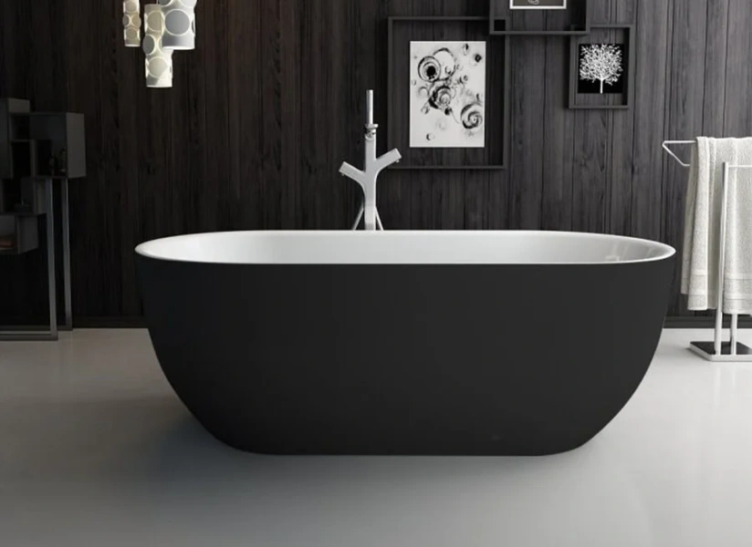 Ванна акриловая BelBagno 150х80 см черная BB70-1500-800-W/NM (детальная фотография), овальные