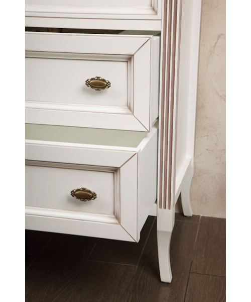 Тумба под раковину, цвет белый с патиной матовый, фурнитура бронза, La Beaute Vivien BVI70C.LBP.BR (детальная фотография), по запросу index_1