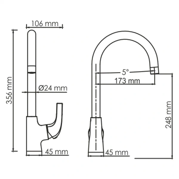 Смеситель для кухни WasserKRAFT Sauer глянцевое золото 7107 (детальная фотография), для кухни