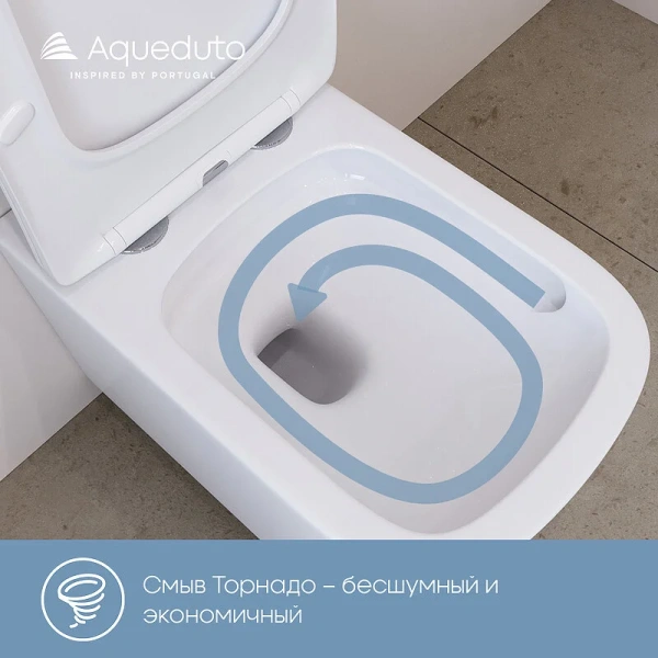 Унитаз подвесной Aqueduto MACIO Plus белый глянцевый MACT0210 (детальная фотография), без бачка, со скрытым бачком