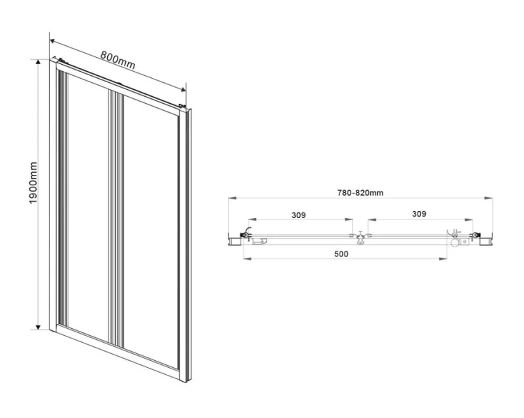 Душевая дверь в нишу Vincea Garda 80 см стекло шиншилла VDB-1G800CH (детальная фотография), хром
