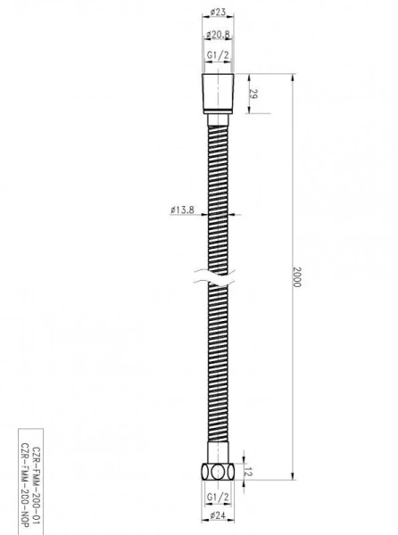 Шланг для душа Cezares CZR хром CZR-FMM-200-01 (детальная фотография), шланги для душа