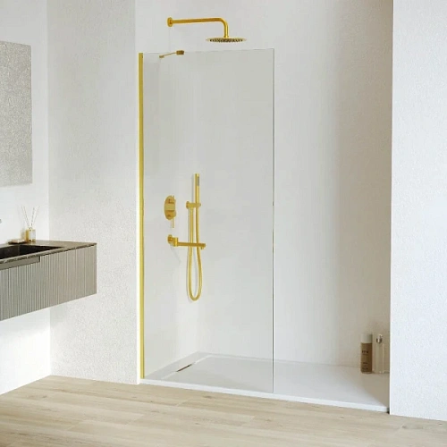 Душевая перегородка RGW Walk In WA-102Gb 90 см профиль золото - фото 4