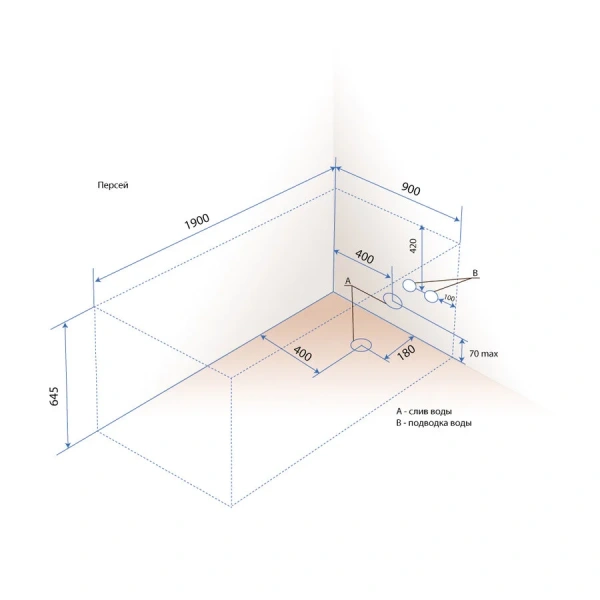 Акриловая ванна Triton Персей Экстра 190 x 90 см Н0000025024 (детальная фотография), современныe, hi-tech