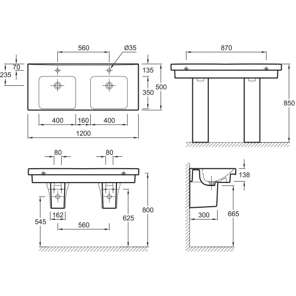 Схема (детальная фотография), подвесные, накладные (на столешницу), на полупьедестал, на пьедестал