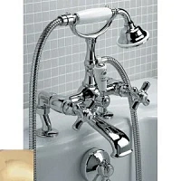 Смеситель для ванны с лейкой и шлангом, 2 отверстия, светлое золото, Devon&Devon City