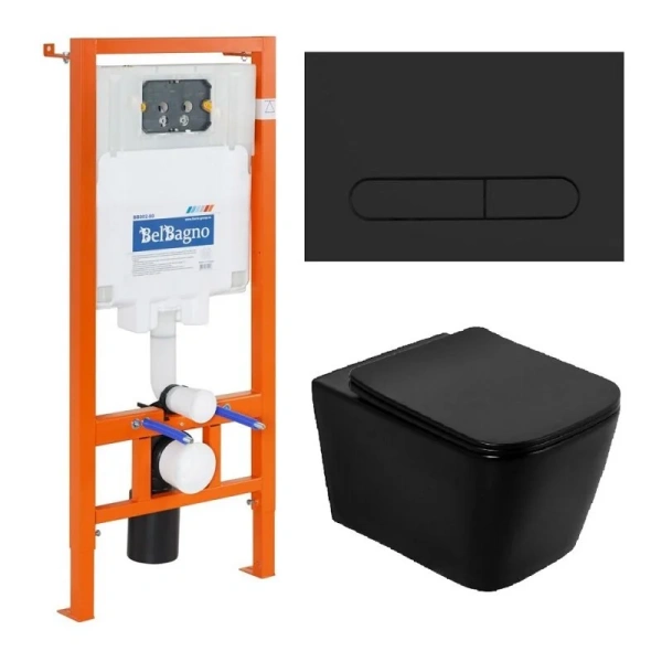 Унитаз с инсталляцией Belbagno Ardente-C кнопка черная BB3202CHR-MB/BB3202SC-MB/BB002-80/BB007-PR-NERO.M (детальная фотография)