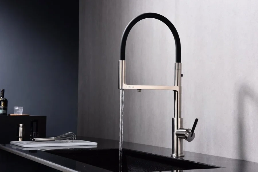 Смеситель для питьевой воды Paulmark Tornado никель To213402-NI (детальная фотография), черные, комбинированные, другие