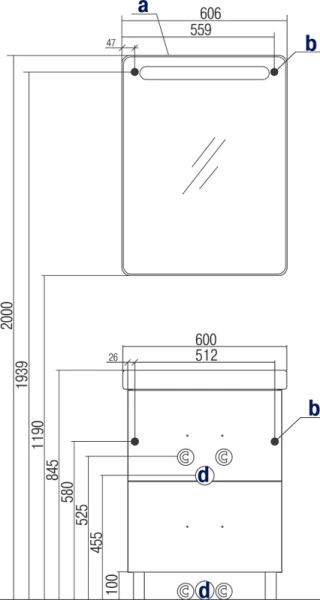 Тумба под раковину напольная Акватон Америна 60Н 56 см коричневая 1A169201AM430 (детальная фотография), 55 см