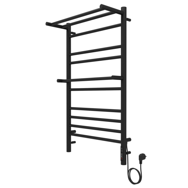 Полотенцесушитель электрический Акватек Альфа 50x90 см черный муар AQ EL RRP1090BL (детальная фотография), электрические с наружной вилкой, электрические скрытого подключения, правое подключение