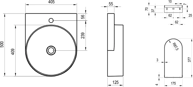Раковина Ravak Yard 40 см керамическая XJX01240002 (детальная фотография) index_1