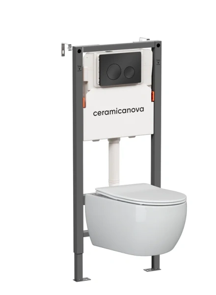 Унитаз с инсталляцией Ceramica Nova Play кнопка черная матовая CN3001_121001MB (детальная фотография)