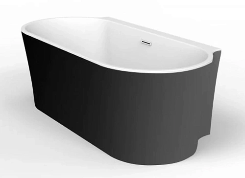 Ванна акриловая BelBagno 170х80 см черная/белая матовая - фото 2