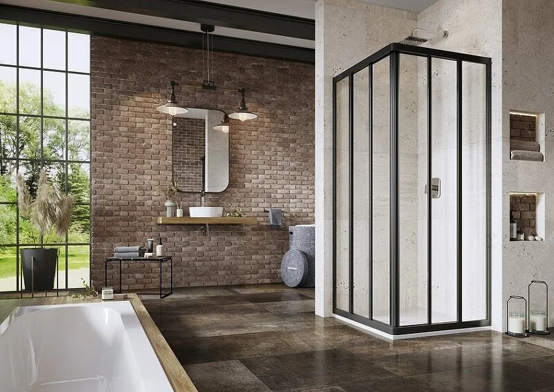 Элемент душевого уголка Ravak Supernova 90 см профиль черный, стекло прозрачное 15V703R2Z1 (детальная фотография), черные