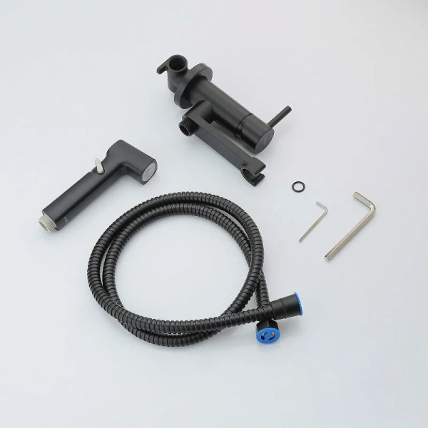 Гигиенический душ со смесителем Акватек Ника черный матовый AQ1819MB (детальная фотография), современные, hi-tech