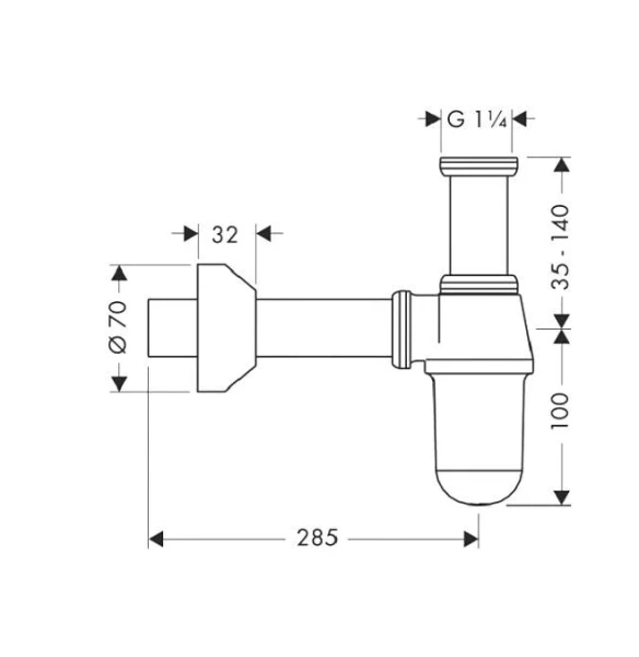 Сифон для раковины Hansgrohe хром 52010000 (детальная фотография), хром