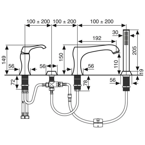 Схема (детальная фотография), с душевой лейкой