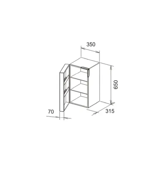 Шкафчик, петли слева, корпус:сахара, фасад:белый Keuco Edition 300 30330 403801 (детальная фотография), по запросу