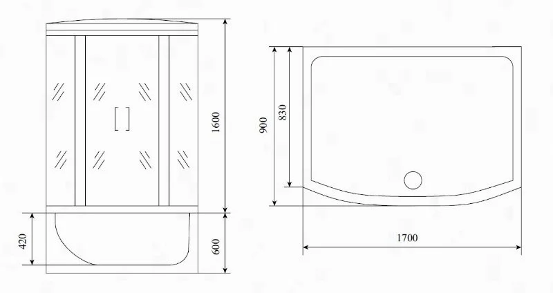 Душевой бокс Timo Lux 170x90 см высокий поддон T-7770(NEW) (детальная фотография), прямоугольные
