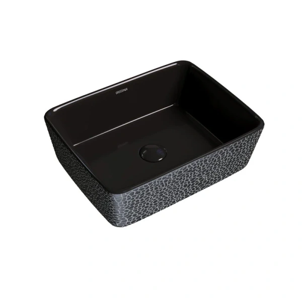 Раковина Grossman Color 48 см черная с текстурой кожи GR-3016BBL (детальная фотография)