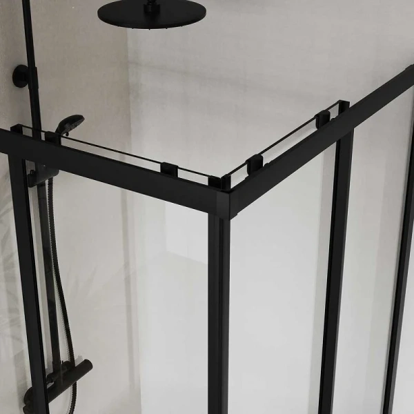 Душевой уголок Vincea City 90х90 см профиль черный, стекло прозрачное VSS-5CT900CLB (детальная фотография), 90х90