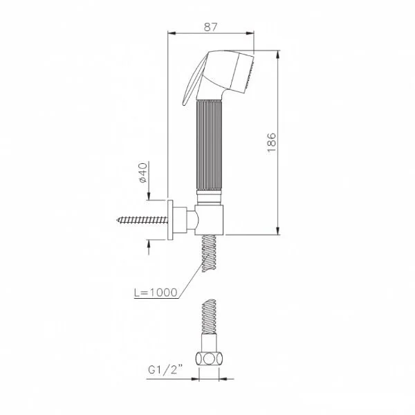 Гигиенический душ, тусклое золото, Nicolazzi Doccia 5523GB (детальная фотография), с лейкой