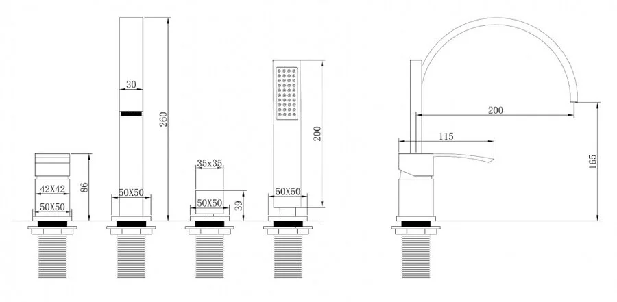 Смеситель для ванны Abber Wasserfall AF8613 однорычажный (детальная фотография), для ванны