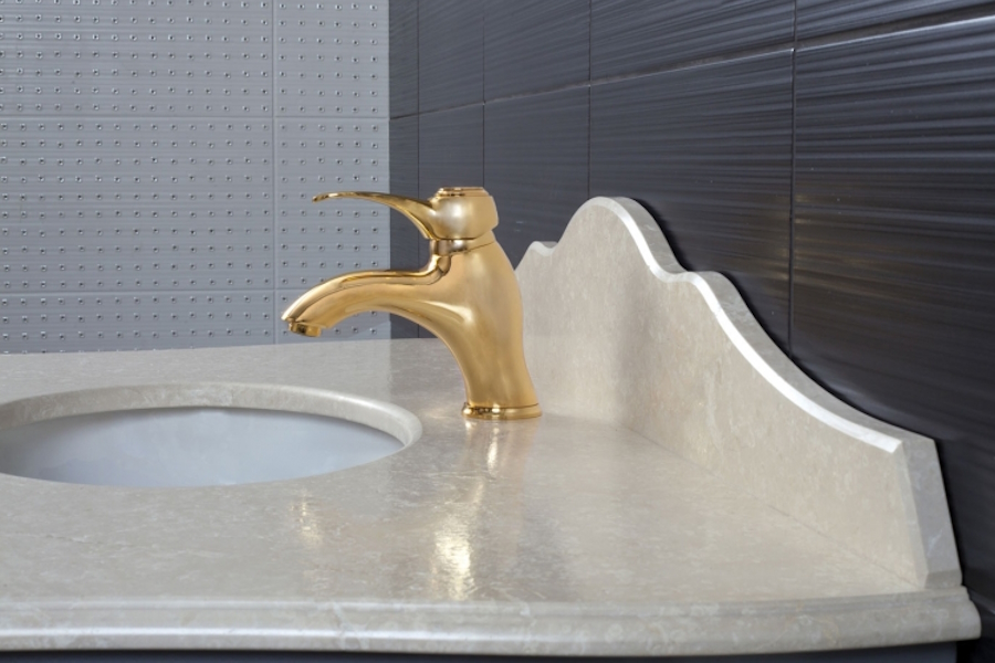 Столешница, цвет botticino,  1 отверстие под смеситель, La Beaute Holly M116BOT1 (детальная фотография), по запросу index_1