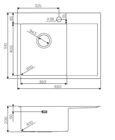 Мойка для кухни Omoikiri Akisame 65-LG-R 65 см светлое золото чаша справа 4973084 (детальная фотография), врезные