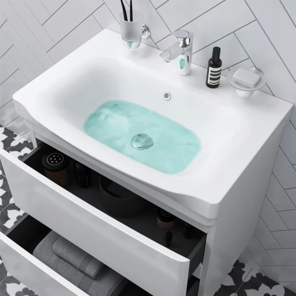 Тумба под раковину подвесная AM.PM Like 65 см 2 ящика M80FHX0652WG (детальная фотография), моноблок