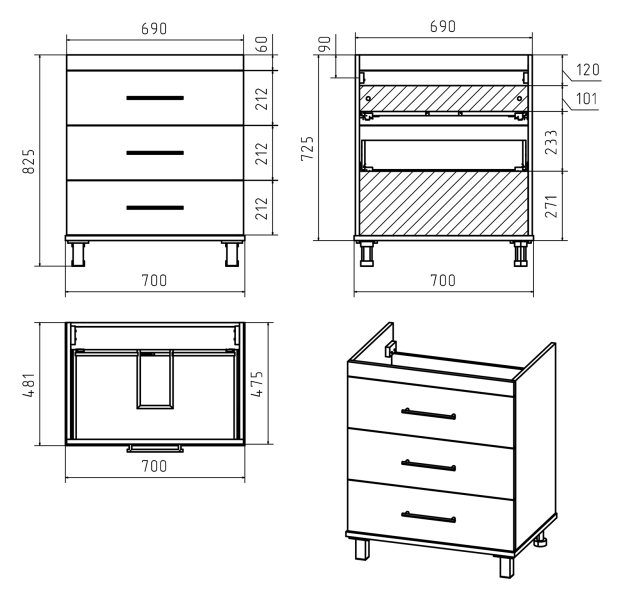 Схема (детальная фотография), напольная, пристенная
