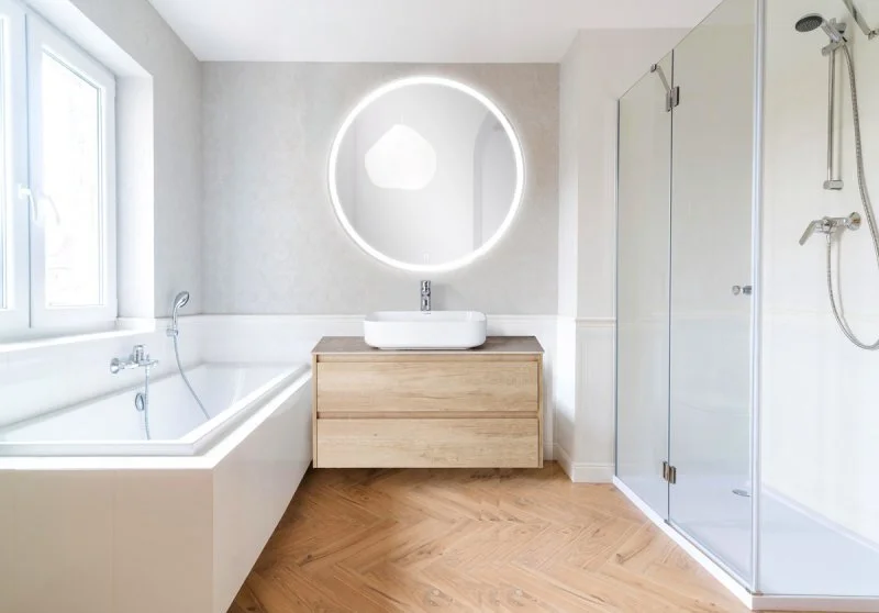 Зеркало с подсветкой BelBagno 90 см c подогревом SPC-RNG-900-LED-TCH-WARM (детальная фотография), с подсветкой