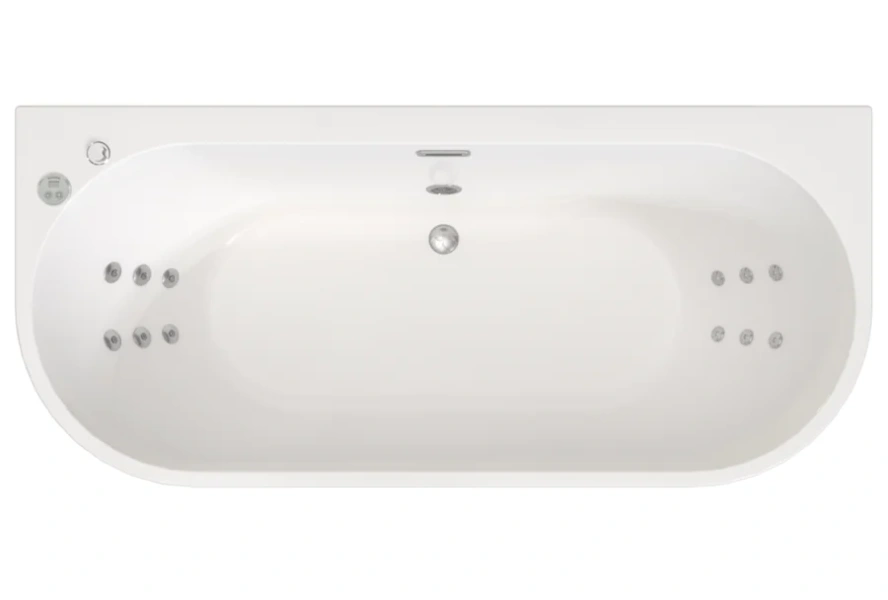 Гидромассажная ванна Радомир Вальс Макси 1-84-2-0-0-188, 180 x 80 см, рама-подставка, фронтальная панель съемная, слив-перелив, гидромассаж Optimum хром КУ 100, датчик уровня воды, массаж спины, белая (детальная фотография)