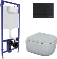 Унитаз с инсталляцией BERGES Ego кнопка черная