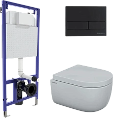 Унитаз с инсталляцией BERGES Ego кнопка черная