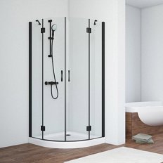 Душевой уголок Vegas-Glass AFS 110x110 см профиль черный матовый стекло прозрачное