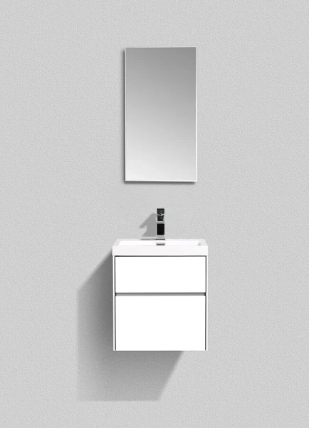 Тумба под раковину подвесная BelBagno Pietra Mini 50 см bianco lucido PIETRA MINI-500AS-2C-SO-BL (детальная фотография), подвесная, пристенная