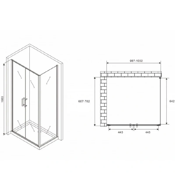 Душевой уголок Abber Sonnenstrand 100х70 см профиль хром AG04100C-S70 (детальная фотография), прямоугольные