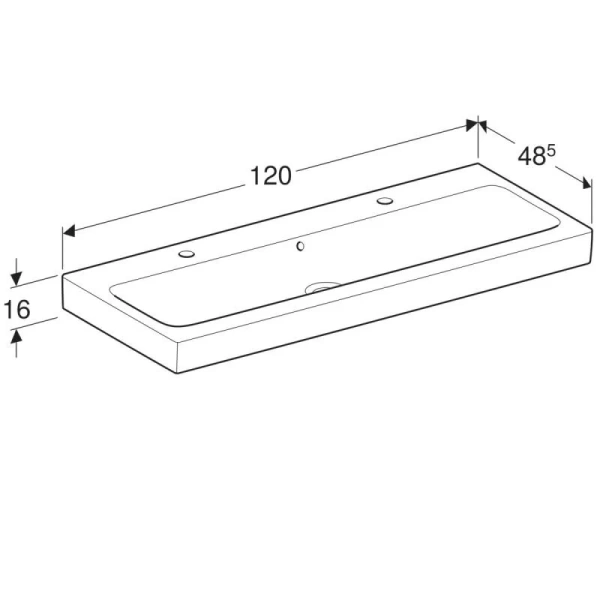 Раковина Geberit iCon 120 см санфаянс 124020000 (детальная фотография), большая, прямоугольной формы, широкая