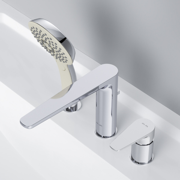 Смеситель для ванны AM.PM Inspire трехсекционный хром  F5001300 (детальная фотография), современные, hi-tech