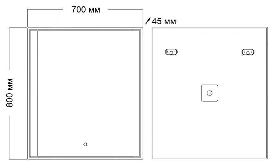 Зеркало с подсветкой Grossman Avrora 70 см прямоугольное 117080 (детальная фотография), по запросу