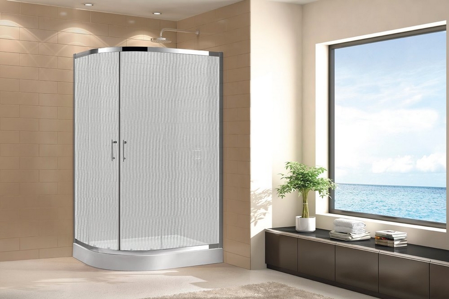 Душевой уголок Cezares Eco 100x80 см стекло рифленое ECO-O-RH-2-100/80-P-Cr (детальная фотография), асимметричные