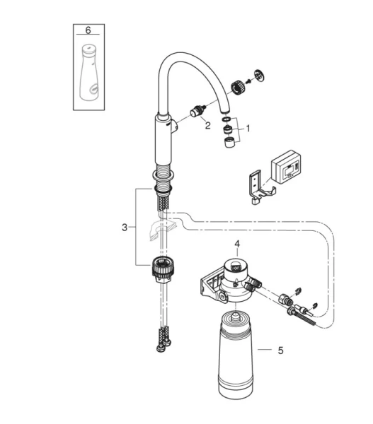 Смеситель для кухни Grohe Blue Pure с функцией фильтрации 30387000 (детальная фотография), с поворотным изливом, с коротким изливом