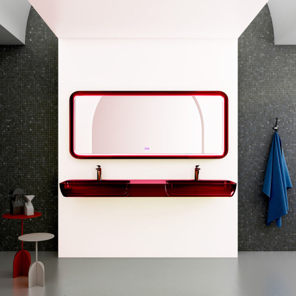 Раковина Abber Kristall 150 см красная AT2807Rubin (детальная фотография), подвесные, пристенные